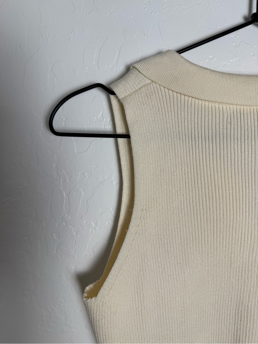 Sincerely Jules Cream Sleeveless Ribbed Knit Polo Crop Top - Picture 8 of 9